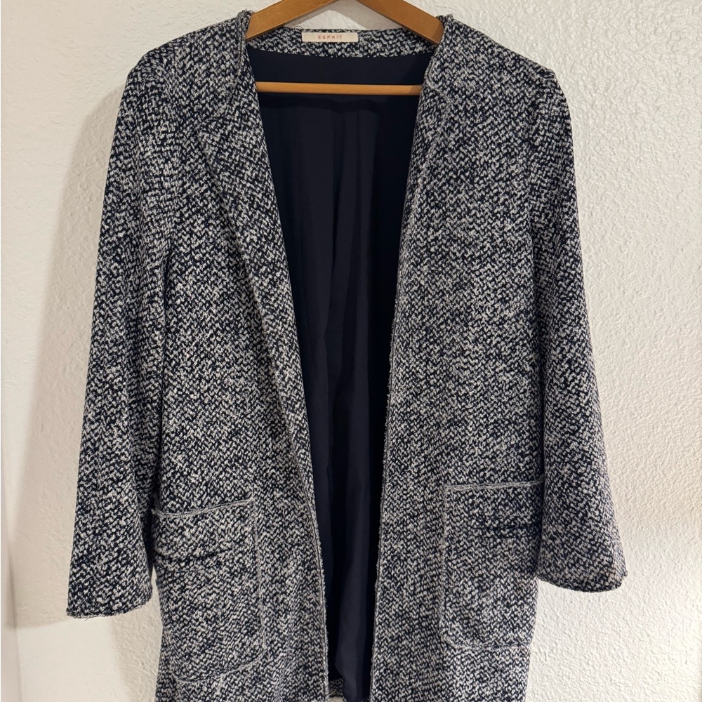 Esprit Navy and White Tweed Jacket